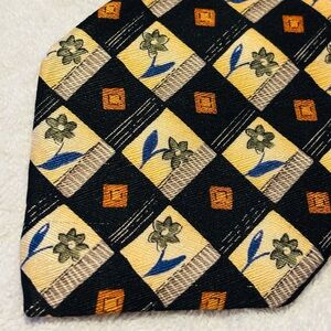 Jos. A. Bank Floral and Geometric Tie in Black and Yellow